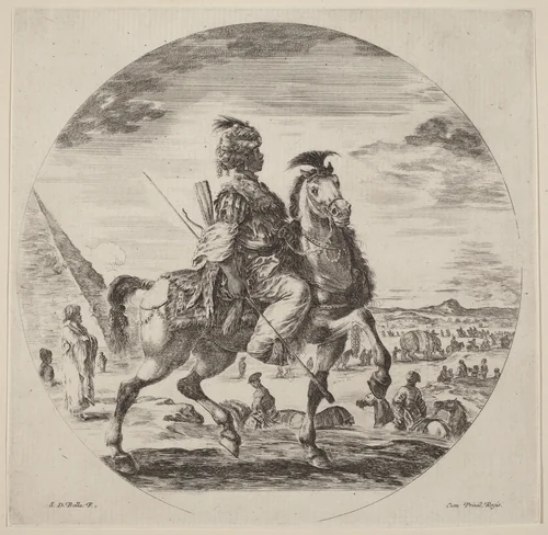 A Black Horseman by Stefano della Bella, print, 1610-1664