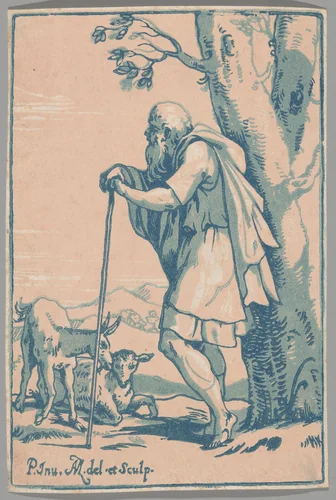 The Old Shepherd by Anton Maria Zanetti, print, 1722