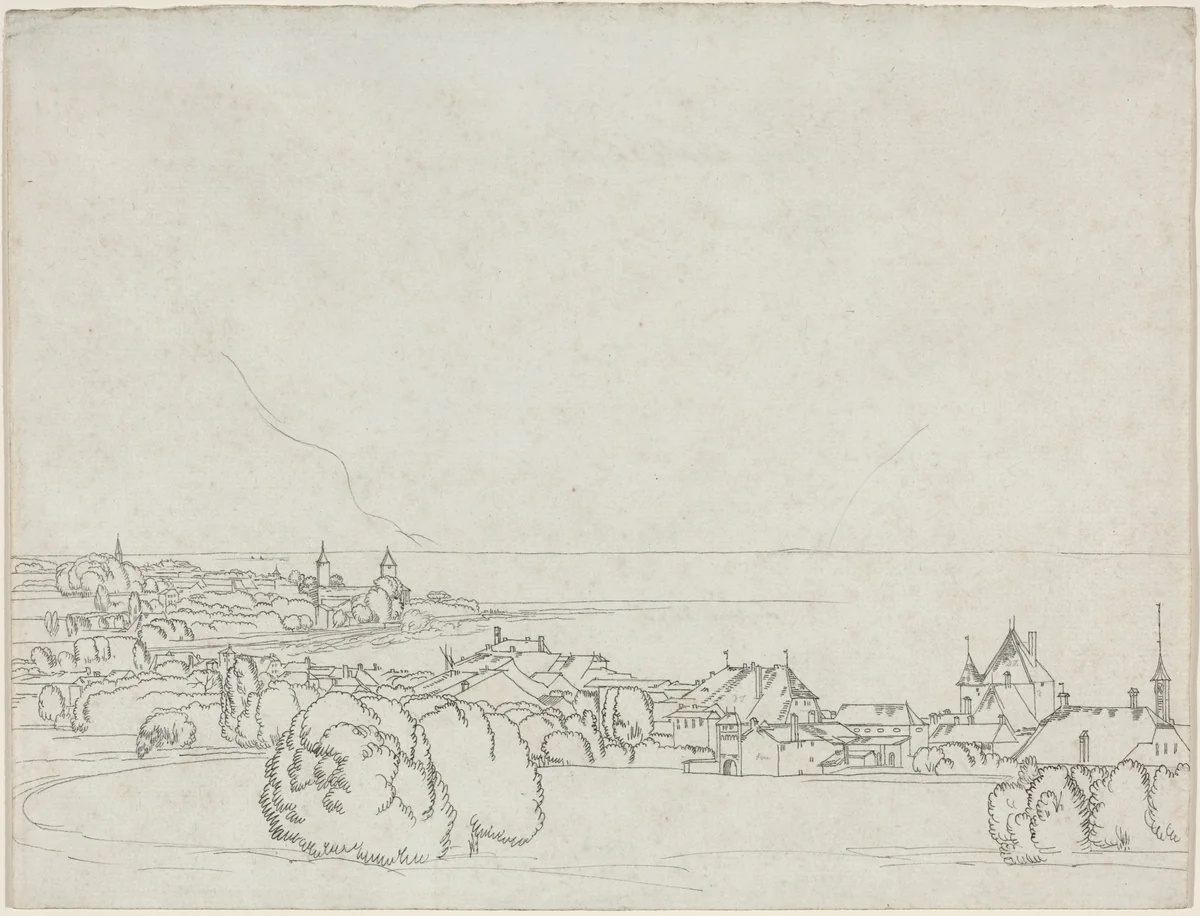 A View of Vevey with La Tour de Peilz in the Distance by Francis Towne, drawing, 1781