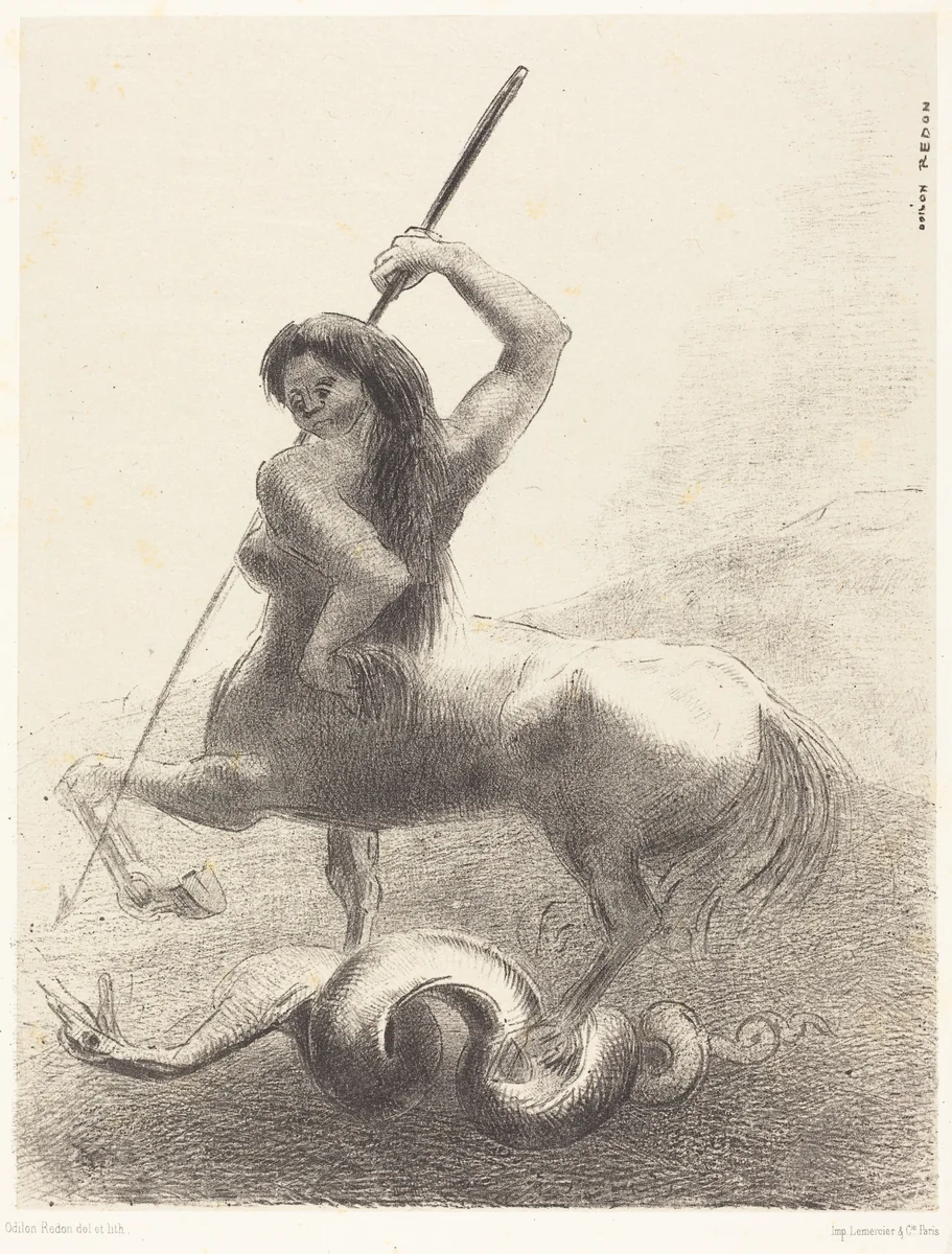 Il y eut des luttes et des vaines victoires (There were struggles and vain victories) by Odilon Redon, print, 1883