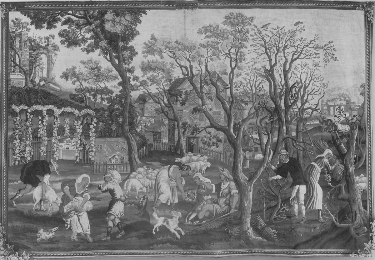 Spring from a set of The Seasons by John Chabanex, textile, 1700-1715
