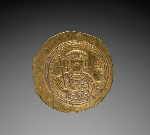 Nomisma with Constantine IX Monomachus (reverse) by Unknown, metalwork, 1042-1055