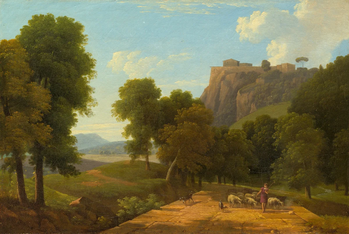 Shepherd with His Flock by Jean-Victor Bertin, painting, 1820
