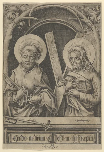 St. Peter and St. Andrew, from The Apostles by Israhel van Meckenem, print, 1435-1503
