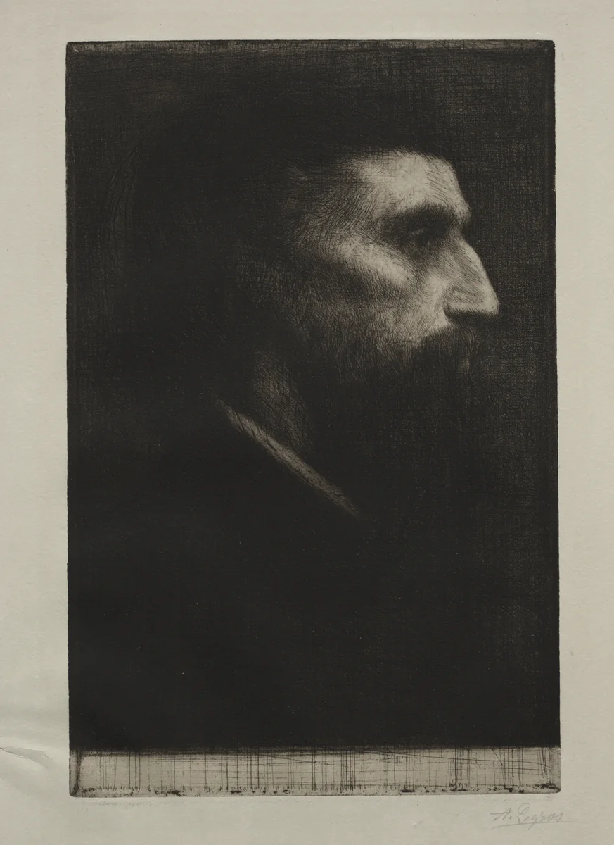 Head of a Man by Alphonse Legros, print, 1857-1911