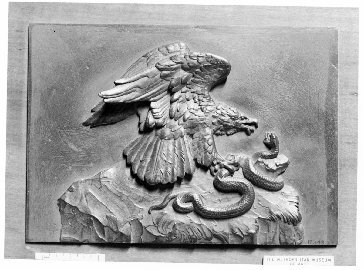 Lammergeier and Serpent by Antoine-Louis Barye, metalwork, 1824-1826