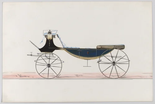 Design for Vis-à-vis with Canoe Bottom (unnumbered) by Brewster & Co., drawing, 1865-1875