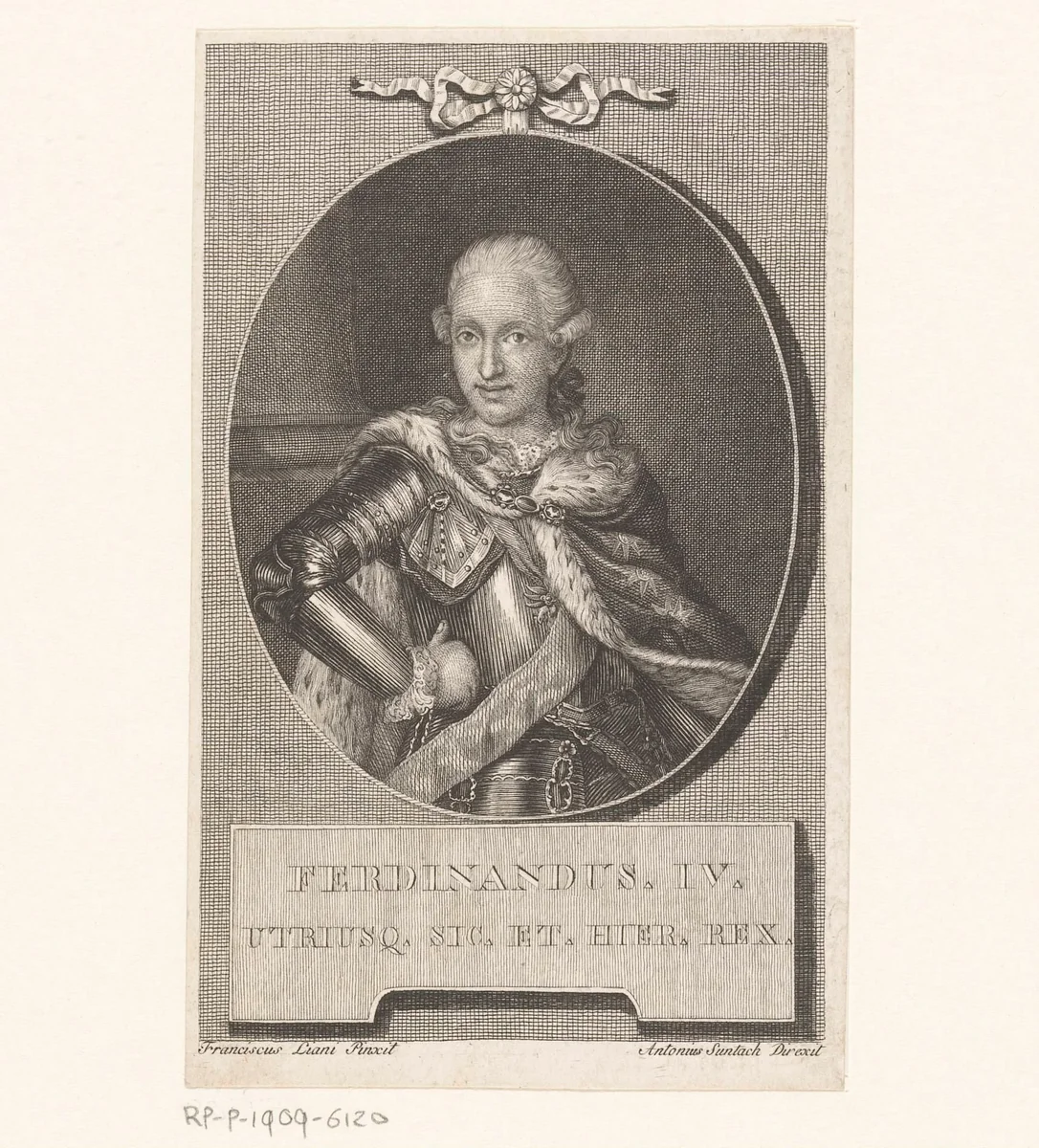 Portret van Ferdinand I der Beide Siciliën by anonymous, print, 1754-1828