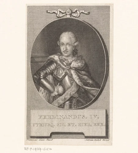 Portret van Ferdinand I der Beide Siciliën by anonymous, print, 1754-1828