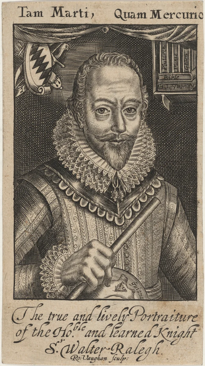 Sir Walter Raleigh by Robert Vaughan, print, 1650