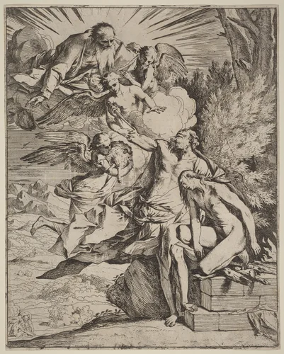 The Sacrifice of Abraham by Pietro Testa, print, 1635-1645