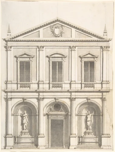 Design for a Church Façade by Giuseppe Jarmorini, drawing, 1732-1816