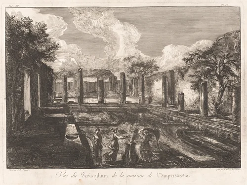 Vue du Peristylium de la maison de l'Impressario by Francesco Piranesi; Giovanni Battista Piranesi, print, 1805