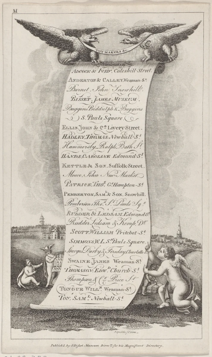 Trade Card for Toy Makers &c., Birmingham by anonymous, print, 1800