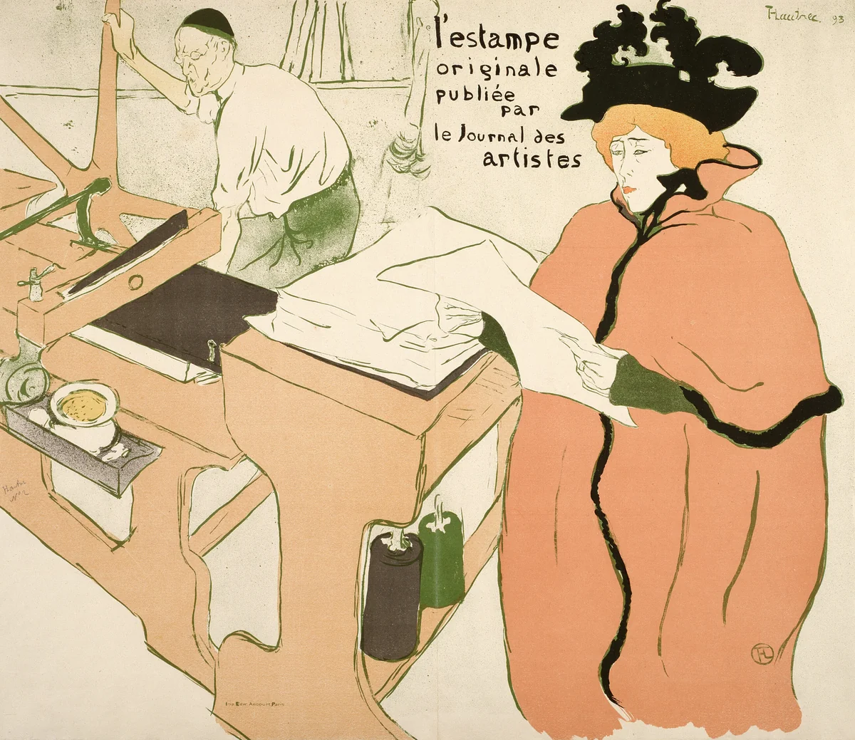 Cover for the first album of L'Estampe originale by Henri de Toulouse-Lautrec, print, 1893