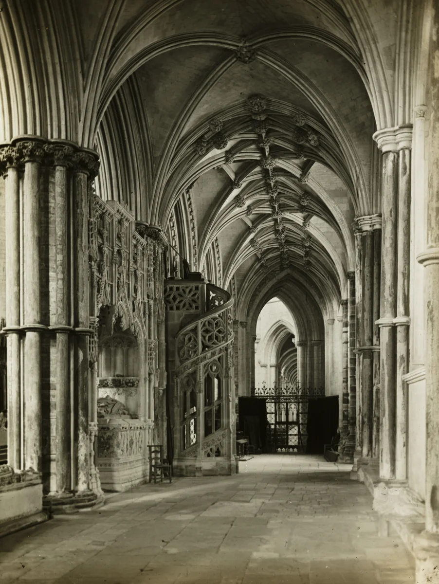 Ely Cathedral: North Choir Aisle to West by Frederick Evans, photograph, 1891