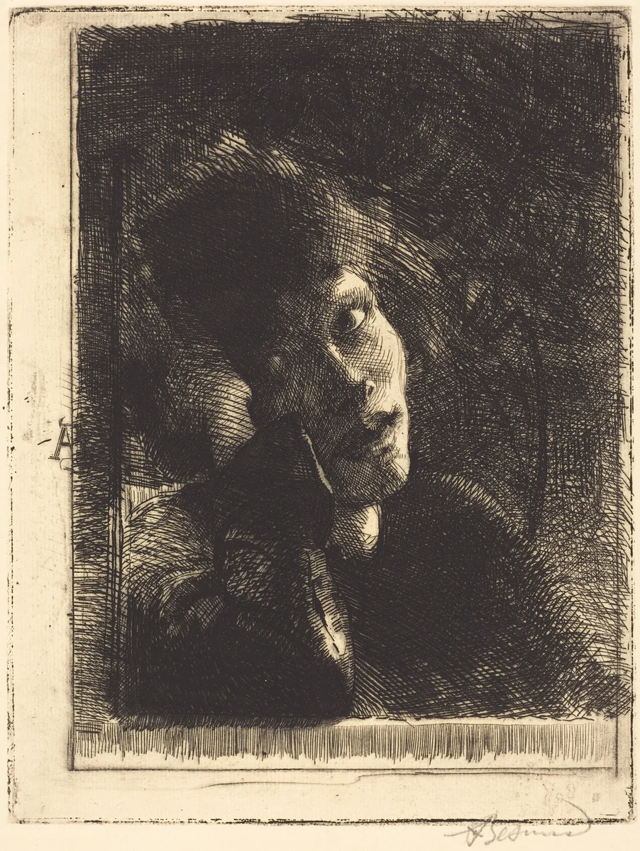La Muse Accoudée by Albert Besnard, print, 1884