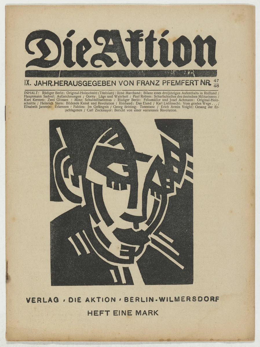 Die Aktion, vol. 9, no. 47/48 by Rüdiger Berlit, Conrad Felixmüller, Josef Achmann, periodical, 1919