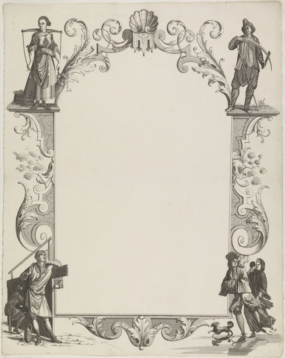 Wensbrief met verschillende figuren by anonymous, print, 1700-1899