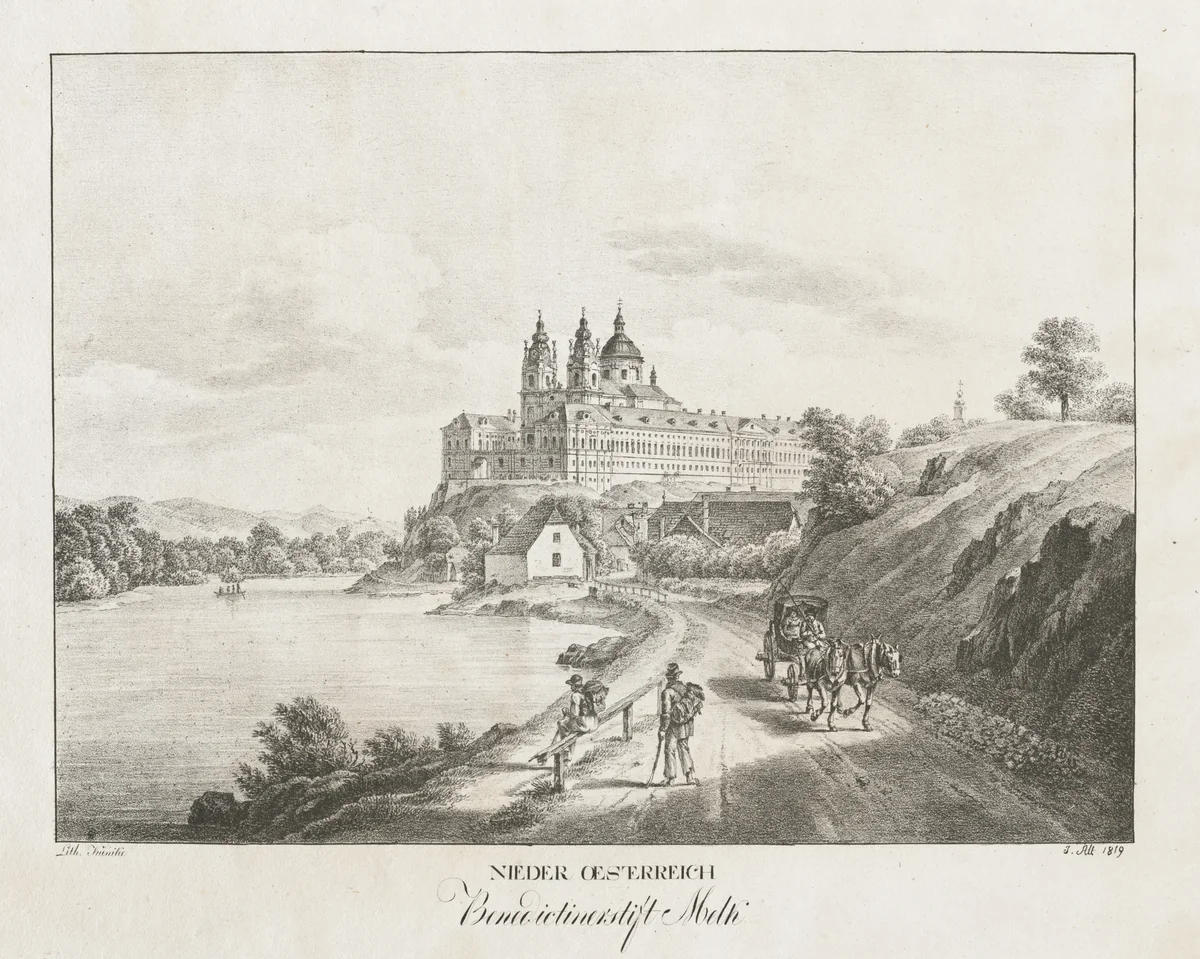 Nieder-oesterreich, Benedictinerstift Melk by Jakob Alt, print, 1819