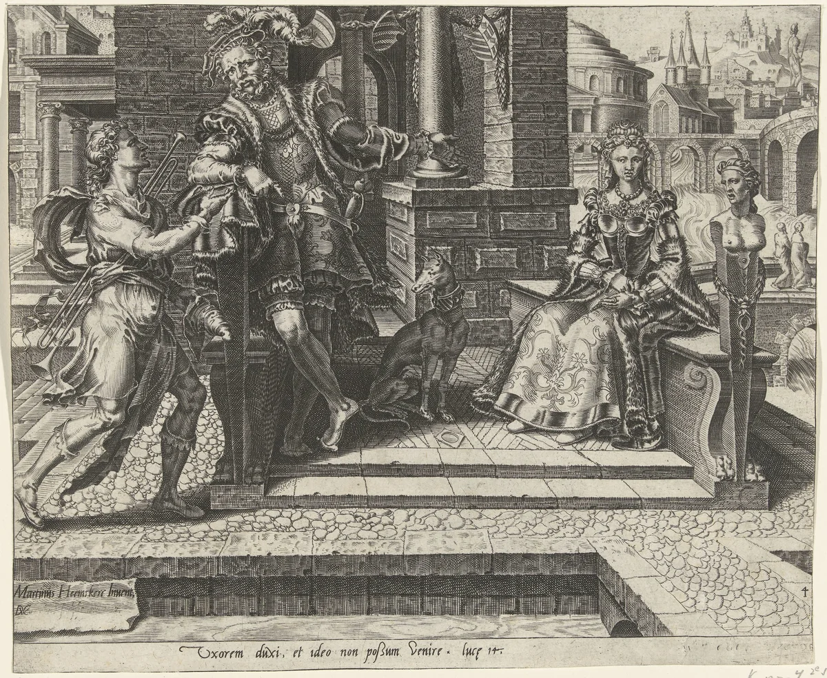 Derde voorwendsel: pas getrouwd by Unknown, print, 1558-1559