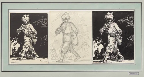 Armée indienne by Auguste Louis Lepère, drawing, 1914