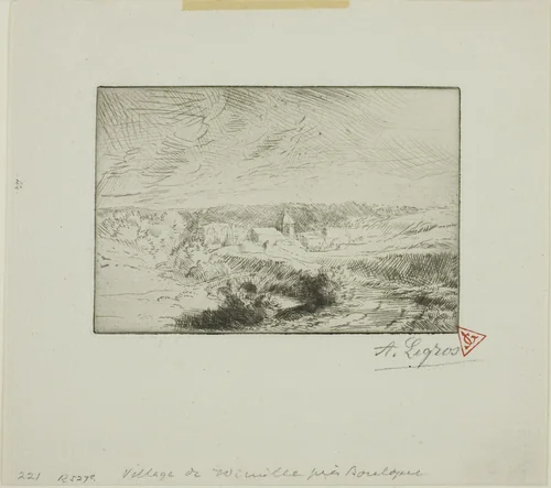 Village of Wimille, Near Boulogne by Alphonse Legros, print, 1875-1885