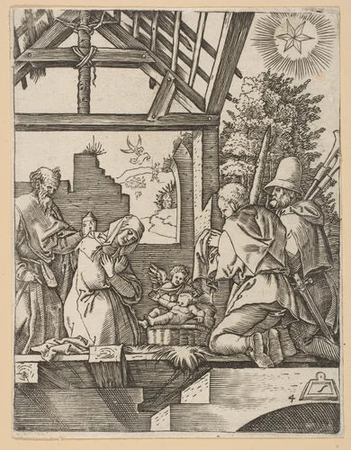 The Nativity (copy) by Marcantonio Raimondi, print, 1490-1534