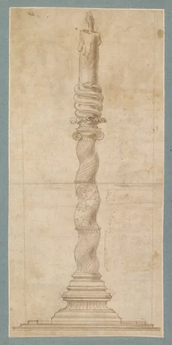 Design for a Candlestick by Giulio Romano, drawing, 1530-1546