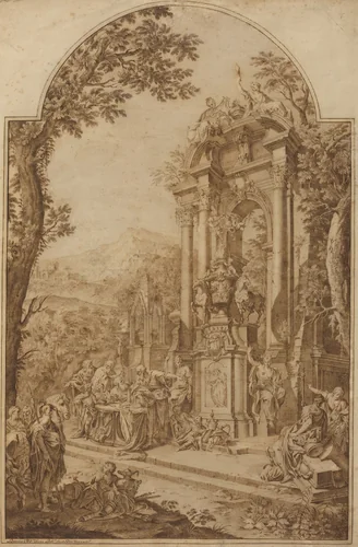 Monument to William Chancellor Cowper by Domenico Maria Fratta, drawing, 1732