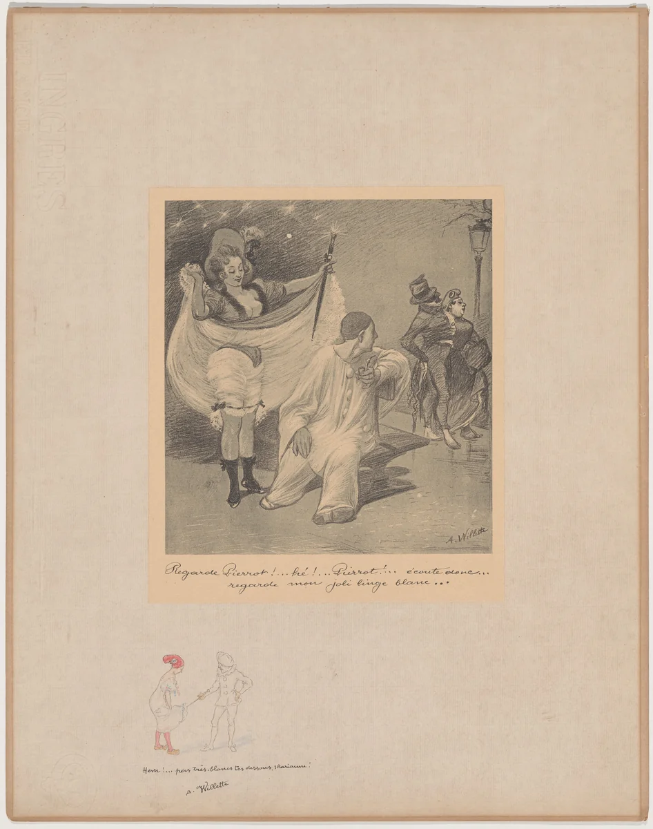 Hein! Pas très blancs tes dessous... (Hmm! Your Underwear Isn't Very White) by Adolphe Léon Willette, drawing, 1912