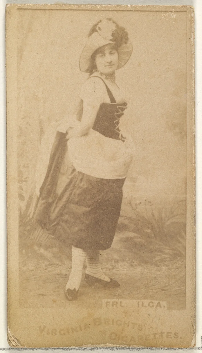 Fräulein Ilga, from the Actors and Actresses series (N45, Type 1) for Virginia Brights Cigarettes by Allen & Ginter, photograph, 1885-1891