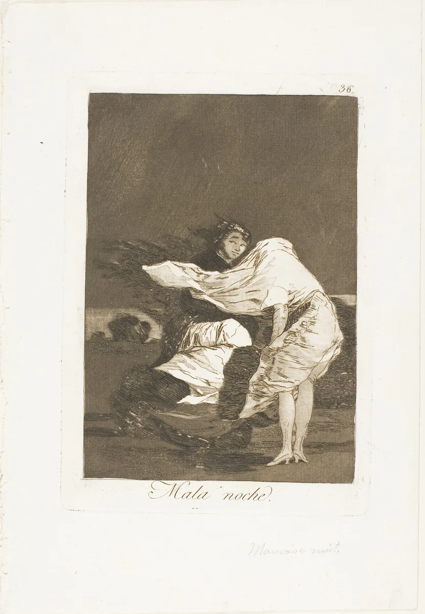 A Bad Night, plate 36 from Los Caprichos by Francisco José de Goya, print, 1797-1799