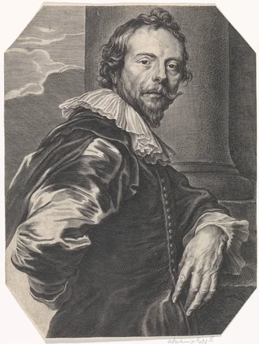 Portret van Adam de Coster by Pieter de Jode, print, 1628-1670