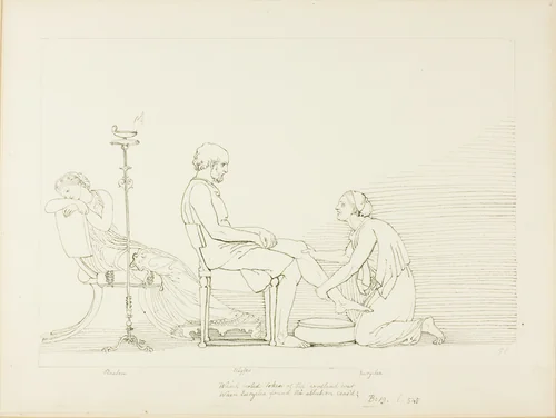 Ulysses, Penelope and Euryclea by John Flaxman, drawing, 1775-1826
