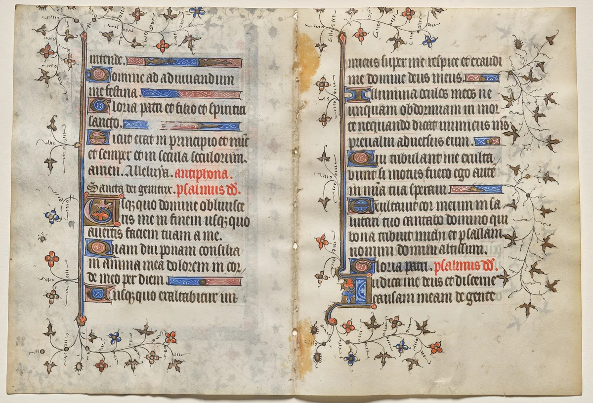 Bifolio from a Book of Hours: Text (verso) by Boucicaut Master, manuscript, 1410-1420