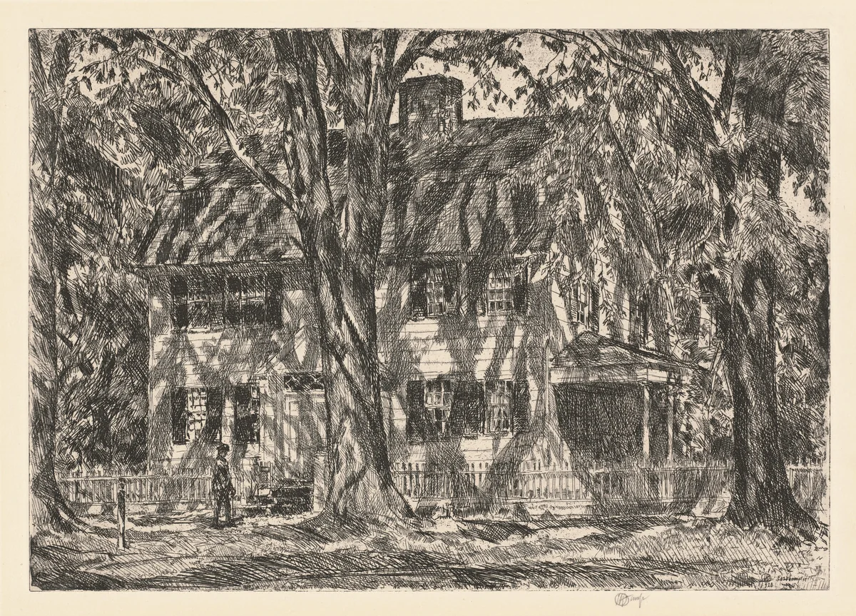 The Lion Gardiner House, Easthampton by Childe Hassam, print, 1920