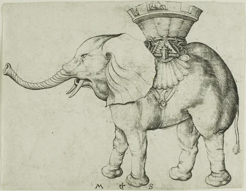 The Elephant by Martin Schongauer, print, 1450-1491