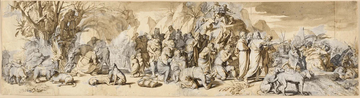 The Drowning of Pharaoh's Army by Martin Pepijn, drawing, 1595-1643