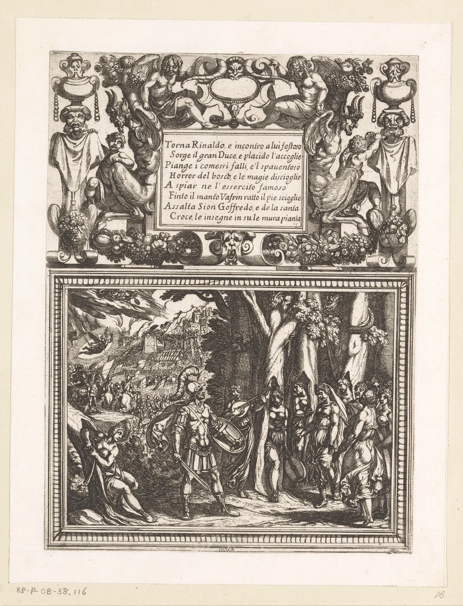 Illustratie bij Canto XVIII van Tasso's 'Gerusalemme Liberata' by Antonio Tempesta, print, 1565-1630
