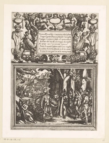 Illustratie bij Canto XVIII van Tasso's 'Gerusalemme Liberata' by Antonio Tempesta, print, 1565-1630