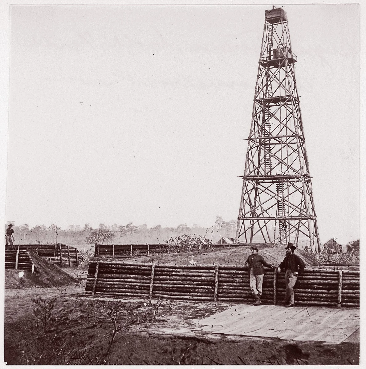 [Signal Tower at Point of Rocks, Appomattox River, Virginia] by Timothy O'Sullivan, photograph, 1864