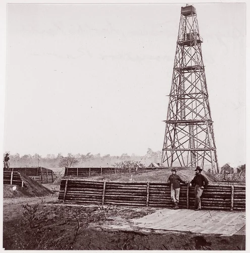 [Signal Tower at Point of Rocks, Appomattox River, Virginia] by Timothy O'Sullivan, photograph, 1864