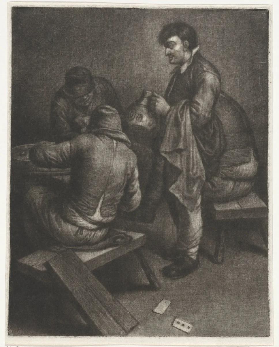 Herbergier bedient zijn klanten by Wallerant Vaillant, print, 1658-1677