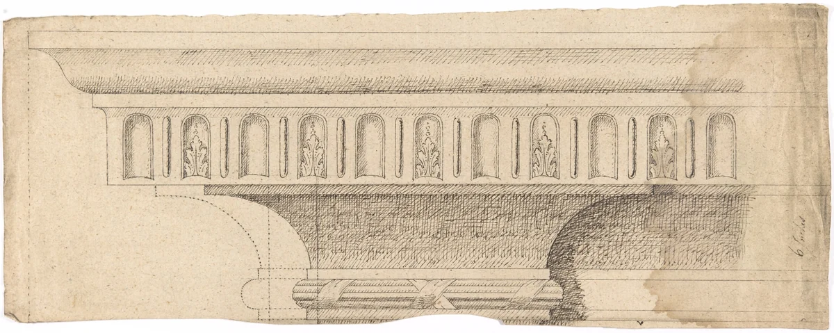Design for the Upper Part of an Entablature by anonymous, drawing, 1700-1800