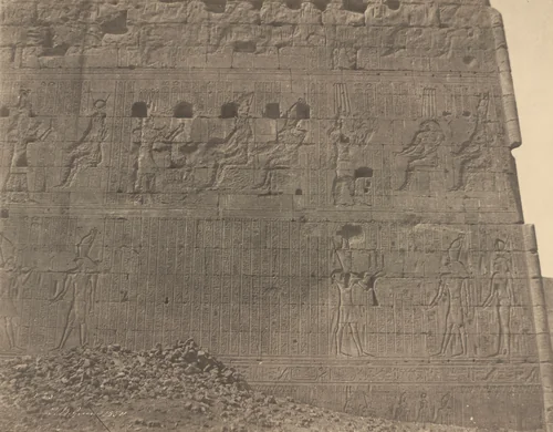 Edfu-Sculptures and Inscriptions on Oriental Face by John Beasley Greene, photograph, 1854