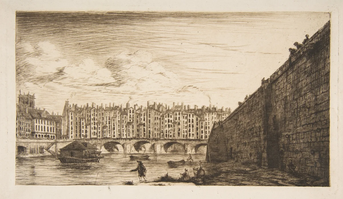 Le Pont-au-Change, vers 1784 (Pont-au-Change, Paris, circa 1784) by Charles Meryon, print, 1855