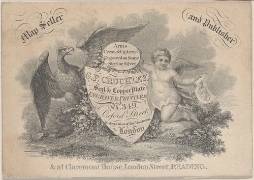 Trade Card for G.F. Cruchley, Map Seller and Publisher by anonymous, print, 1800-1900