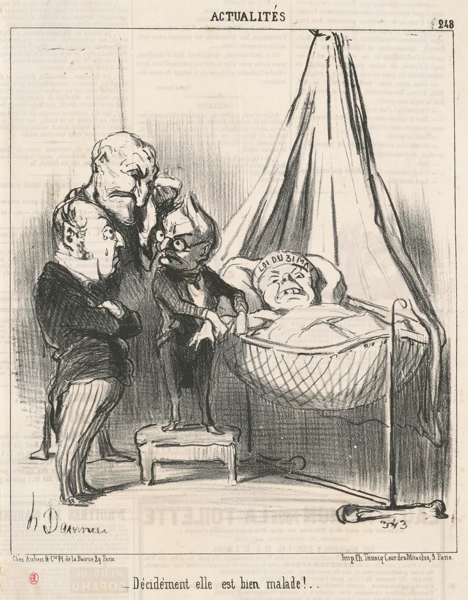 Décidément elle est bien malade! by Honoré Daumier, print, 1851