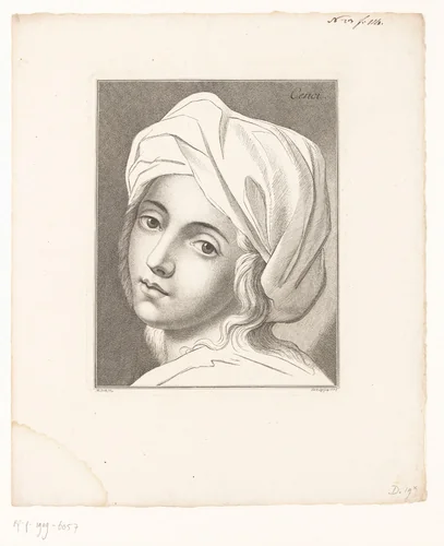 Portret van Beatrice Cenci by Guido Reni, print, 1778